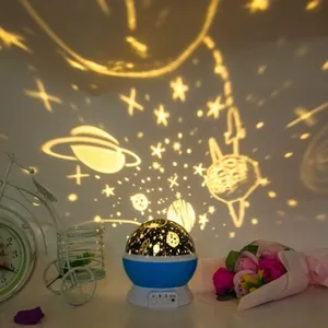 Romantic Led Night Lamp Rotating Starry Star Moon Sky Rotation Night Lighting Projector Lamp Kids Children Baby Sleeping Lights