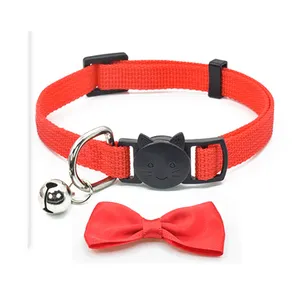 Adjustable Pet Dog Collar Bow Tie With Bell Pet Neck Accessories Necklace Collar Puppy Pure Color Pet Bowknot Leash Decoration DBC DH2517