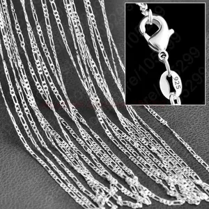 10pcs/Lot 2mm Figaro Chain 925 Sterling Silver Jewelry Necklace Chains with Lobster Clasps Size 16 18 20 22 24 26 28 30 Inch