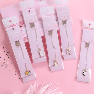 Metal Pendant Bookmark Cute Cartoon Panda Rabbit Student Folder Bookmark Paper Clip Lovely Gift School Stationery Supply