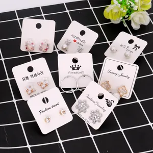 100pcs/lot 4x4cm White Color Paper Different Design Colorful Earrings/Ear Stud Card Jewelry Display Hang Tag Label Printing
