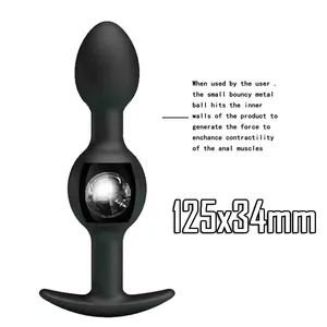 Silicone Waterproof Anal Bead Metal Ball Hits the Inner Wall Anus Muscles Trainer Butt Plug Sex Toys Masturbator