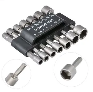 14Pcs 1 4" Hex Shank Power Nut Driver Drill Bit 5-12mm Metric Socket Wrench Screw Magnetic Sleeve Driver Set Socket Adapter