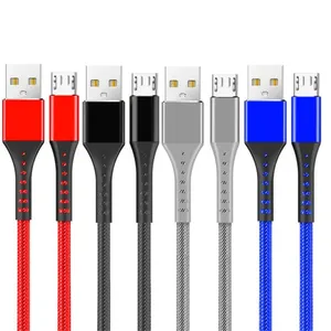3A 1m 3ft Quick Charging Braided Type c Micro Usb Cable Cables For Samsung s6 s7 s8 s10 s11 note 10 lg tablet pc
