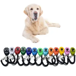 14 Colors Pet Bark Clicker Deterrents Trainer Pet Dog Puppy Training Adjustable Sound Wrist Key Chain Universal Dog Training Clicker