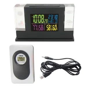 Freeshipping RF Wireless 433Hz RCC DCF Weather Station Kit Indoor Outdoor Hygro-thermometer Digital Clock Remote Transmitter