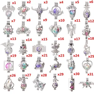 600 Designs For You choose -Pearl Cage Beads Cage Locket Pendant Aroma Essential Oil Diffuser Locket DIY Necklace Earrings Bracelet Jewelry