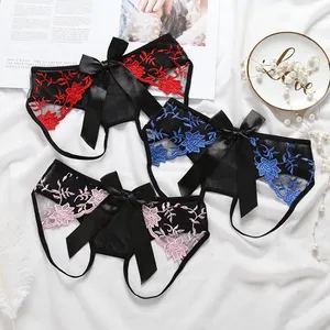 Women Thongs And G strings Lace Transparent Panties For Sex Open Crotch Briefs Erotic Underwear embroidery Sexy Lingerie