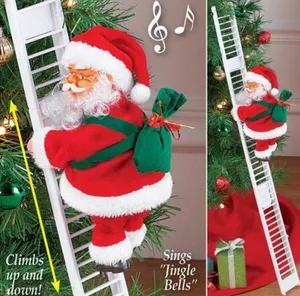 Electric Climbing Ladder Santa Claus Christmas Figurine Ornament Xmas Party DIY Crafts Festival Navidad
