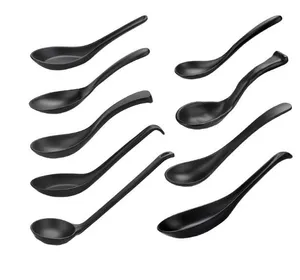 Soup Spoon Black Matte Ladle Spoon Plastic Japanese Style Melamine Tableware Anti-Fall Tortoise Shell Shaped Spoons