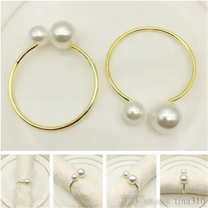 Fashion pearl napkin buckle Hotel wire iron Towel buckle The latest napkin decoration ring T9I006