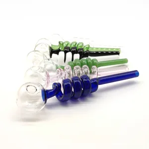 Glass Oil Burner Pipe Spiral Hand Smoking Pipe 14cm 30mm Glass Bowl Thick Pyrex Heady Glass Tobacco Water Pipes