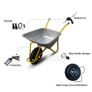 Electric Wheelbarrow Gear Motor 14.5" 24v36v48v 300w350w500w 40N.M Electric Wheelbarrow wheel Kit Fat OffRoad Trolley Wheelchair