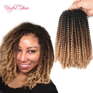 Spring twist crochet braids hair extensions ombre blonde bouncy hair curly with ombre brown blonde short spring tiwst hair extensions marley