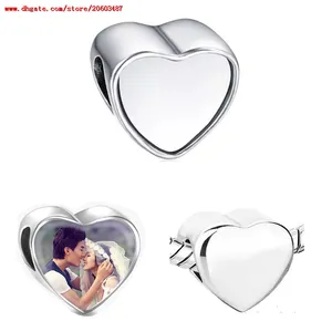 sublimation blank charms heart photo bead metal hot transfer printing material valentine's Day gifts new style