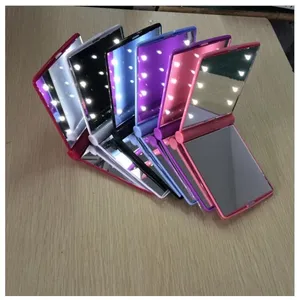 Compact Mirrors Makeup 8 LED Mirror Folding Portable Compact Pocket led Mirror Lights Lamps color randomly