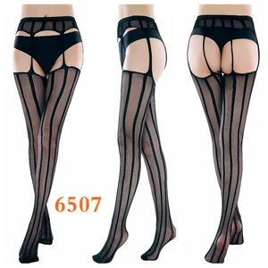 Women open fork Sexy socks Stripe Elastic Stockings Transparent Black Fishnet Stocking Thigh Sheer Tights Embroidery Pantyhose