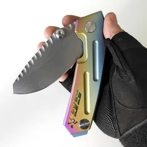 Limited Edition Rogue Shark Custom Knives SCK Folding Knife High Quality Outdoor Equipment Tactical Camping Pocket EDC Strong CPM-S35VN Blade TC4 Titanium Frame