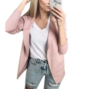 Women Slim Office Lady Jacket Fashion Pink Blazer Autumn Winter Women Blazer Long Sleeve Female Tops Outwears