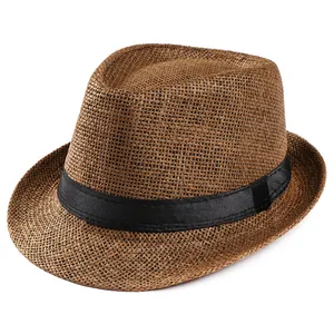 200pcs/lot Fashion Womens Mens Unisex Fedora Trilby Gangster Cap Summer Beach Sun Straw Panama Hat Couples Lovers Hat