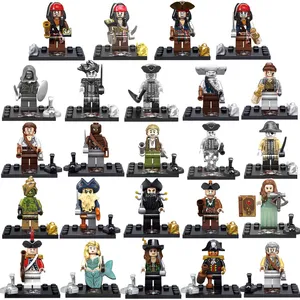 8pcs Caribbean Pirate Black Pearl Minifigs Mini Toy Figure Captain Jack Sparrow William Davy Jones Elizabeth Barbossa Salazar Building Block