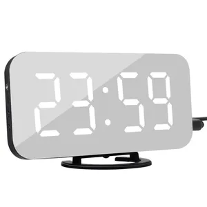 Digital Led Alarm Clock Snooze Display Time Night Led Table Desk 2 Usb Charger Ports For Iphone Android Phone Alarm Mirror Clock
