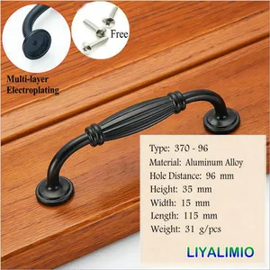 370-96 Aluminum Alloy Matte Black Cabinet Handles American style Kitchen Cupboard Door Pulls Drawer Knobs Fashion Furniture Handle Hardware