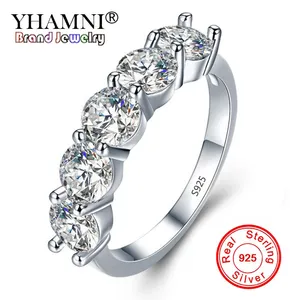 YHAMNI 925 Silver Engagement Wedding Rings for Women Clear CZ Zircon Jewelry Gift Bijoux Bague Size 5 6 7 8 9 10 11 12 LRH066