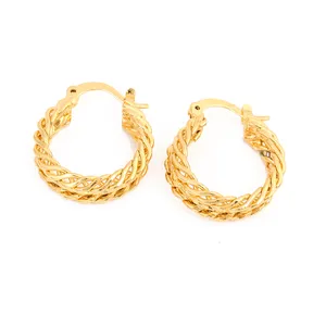 Trendy 24k Gold Plated Geometry Bird Nest Design Hoop Earring Women Jewelry