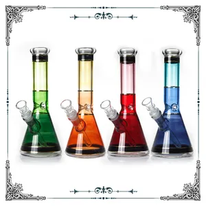 10 Inches Glass beaker bong gold Line bongs glass smoking tobacco pipe heady hookah colorful water pipes free shipping
