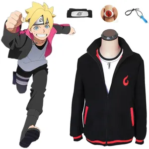 Anime Naruto Hokage Uzumaki Boruto Cosplay Costume Long Sleeve Unisex Jacket Hoodie Coat Full Set ( Asian Size )