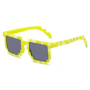 Lunettes De Soleil Carrées Pixel Mosaic - UV400, Monture Acétate Noir, Unisexe