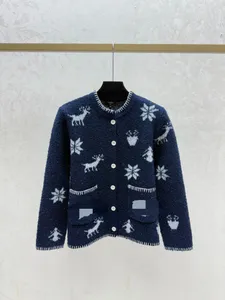 Cardigan Corto Natalizio Donna Con Ricamo – Maglia Aperta Con Bottoni, Pupazzo Di Neve E Albero – Maglione Festivo Rosso