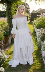 Abito Rinascimentale Medievale Steampunk – Corsetto, Maniche Svasate, Chiffon, Maxi
