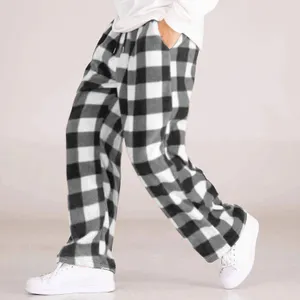 Pantalon De Pyjama Long à Carreaux Rouges Pour Homme - Coupe Décontractée Jambes Larges - Taille M