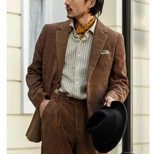Veste Velours Côtelé Homme - Style Vintage - Coupe Slim - Poches Revers - Pour Soirée Ou Décontracté