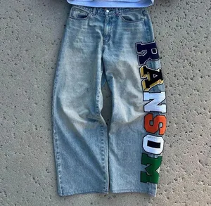 Jean Cargo Baggy élastique Taille Haute - Pantalon Denim Vintage Unisexe Enfants, Jambe Large, Poches Multiples, Style Rétro Streetwear - 8