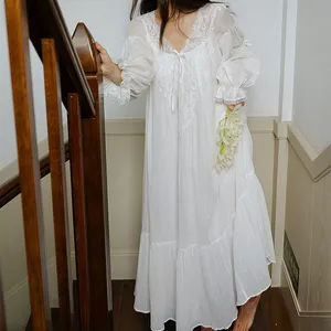 Chemise De Nuit Victorienne Sans Manches à Volants Coton Blanc Pur - Style Vintage Élégant Nikaro