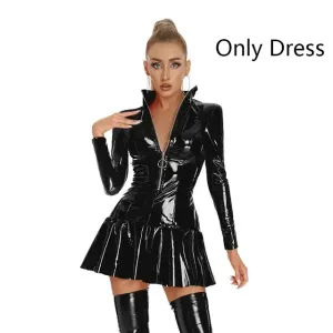 short dress porn pictures WEITING Women's Sexy Shiny Leather Slip Dress Women's Erotic Design Pleated Short Dress Porn Chest Expose Latex Spaghetti Strap Dress, black : Amazon.de: Home & Kitchen
