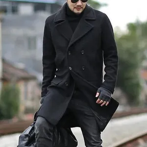 Slim Fit Cappotto Per Uomo Basso Cappotto Doppiopetto Nero Da Uomo