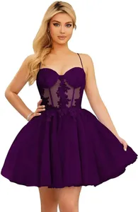 dhgate homecoming dresses Backless Black High Low Wave Point asymmetrical homecoming dresses with Spaghetti Straps and Poofy Tulle