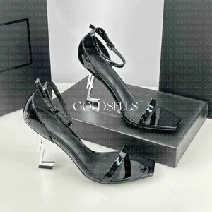 Patent Leather Ysl Heels Fake Woven Design Faux Leather Saint