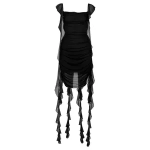 dhgate cocktail dresses Luxury Crystal v neck party dress with Glitter Sequins, Tassel, and Deep V-Neckline