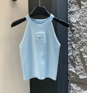 Women's 3D Floral Beaded Tank Top - Ribbed Knit U-Neck Summer Cami Shirt