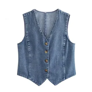 Gilet In Jeans Donna Senza Maniche - Scollo A V Con Bottoni, Corto E Sexy Per Look Casual - Foto 9