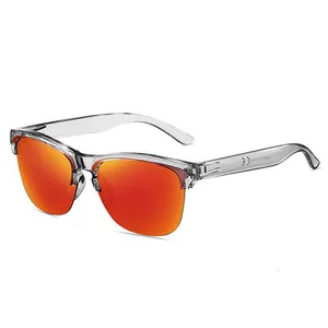 kachawoo Occhiali da sole vintage Polarizzati Uomini Donne Grandi Occhiali da sole quadrati Retro Eyewear UV400 Protezione, Arancione Pattern Blue, L