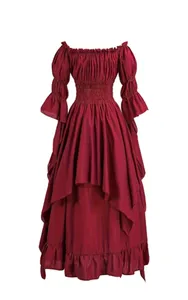 Abito Da Strega Gotica Medievale Per Donna - Vestito Rinascimentale Con Allacciatura, Chiffon E Poliestere
