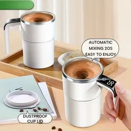 Tasse à café à mélange automatique magnétique de 380ML, noir, avec chargeur USB et écran LCD, tasse en acier inoxydable étanche - Maison
