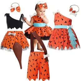 Vestido De Pebbles Picapiedra Para Bebé Y Niña – Disfraz Cavernícola Incluye Diadema Con Hueso, Ideal Para Halloween O Carnaval