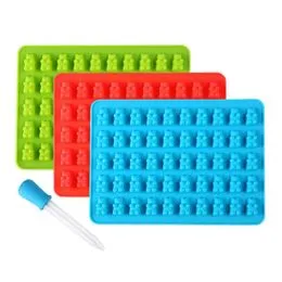 Gummy Mould 20 Compartiments Gummy Earthworm Petit Serpent Moule en Silicone pour Gâteau Bonbons au Chocolat Gummy Cake avec Pipette Violet